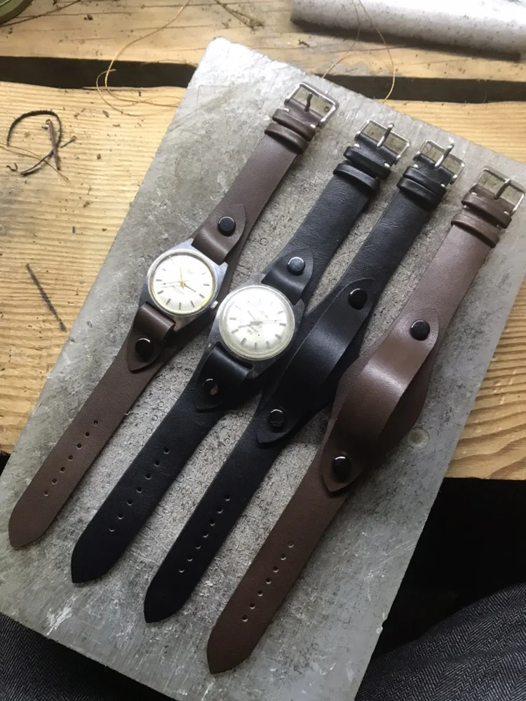 

Genuine Leather Strap Handmade Watch Strap 16mm18mm20mm First Layer Cowhide Custom Double Layer Cowhide Brown