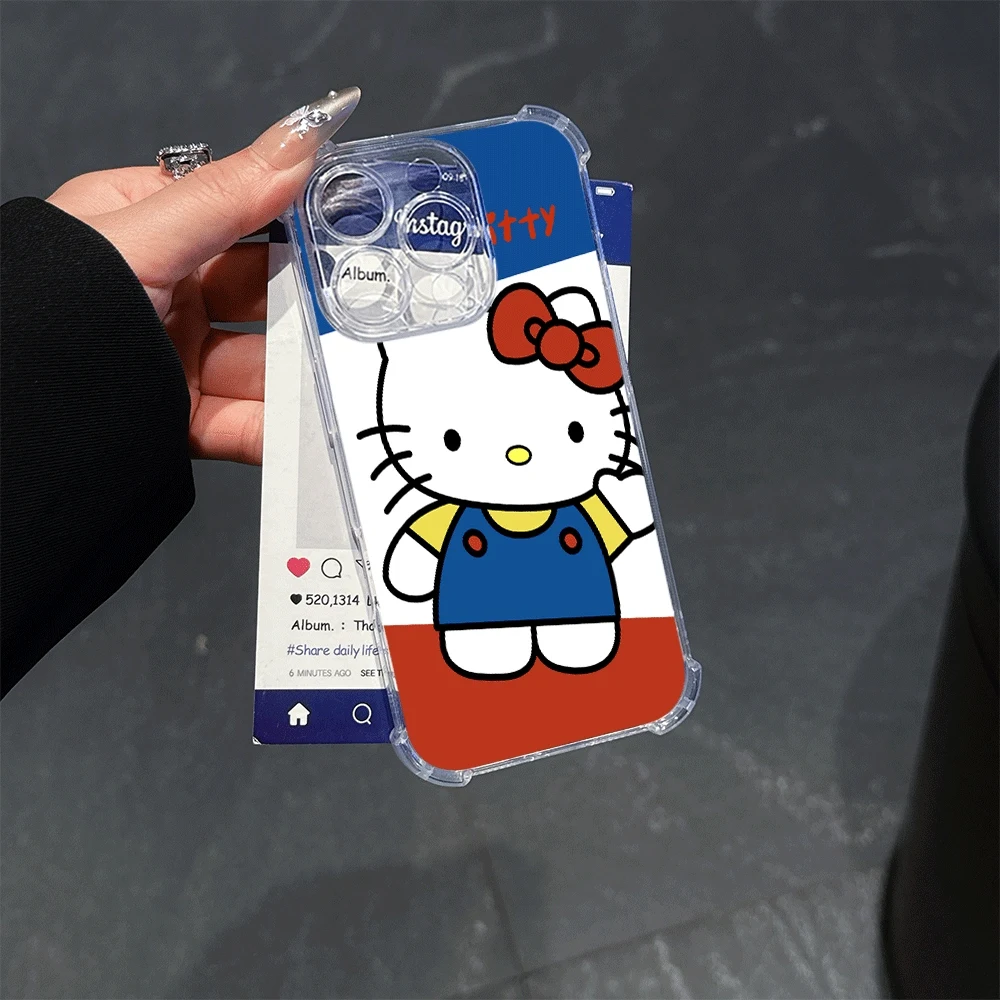 Sanrio étuis de téléphone portable pour IPhone 15 IPhone 16/15/14/13/12/11/x/xs/xs Max fille coque de téléphone transparente prévention des chutes Hellokitty