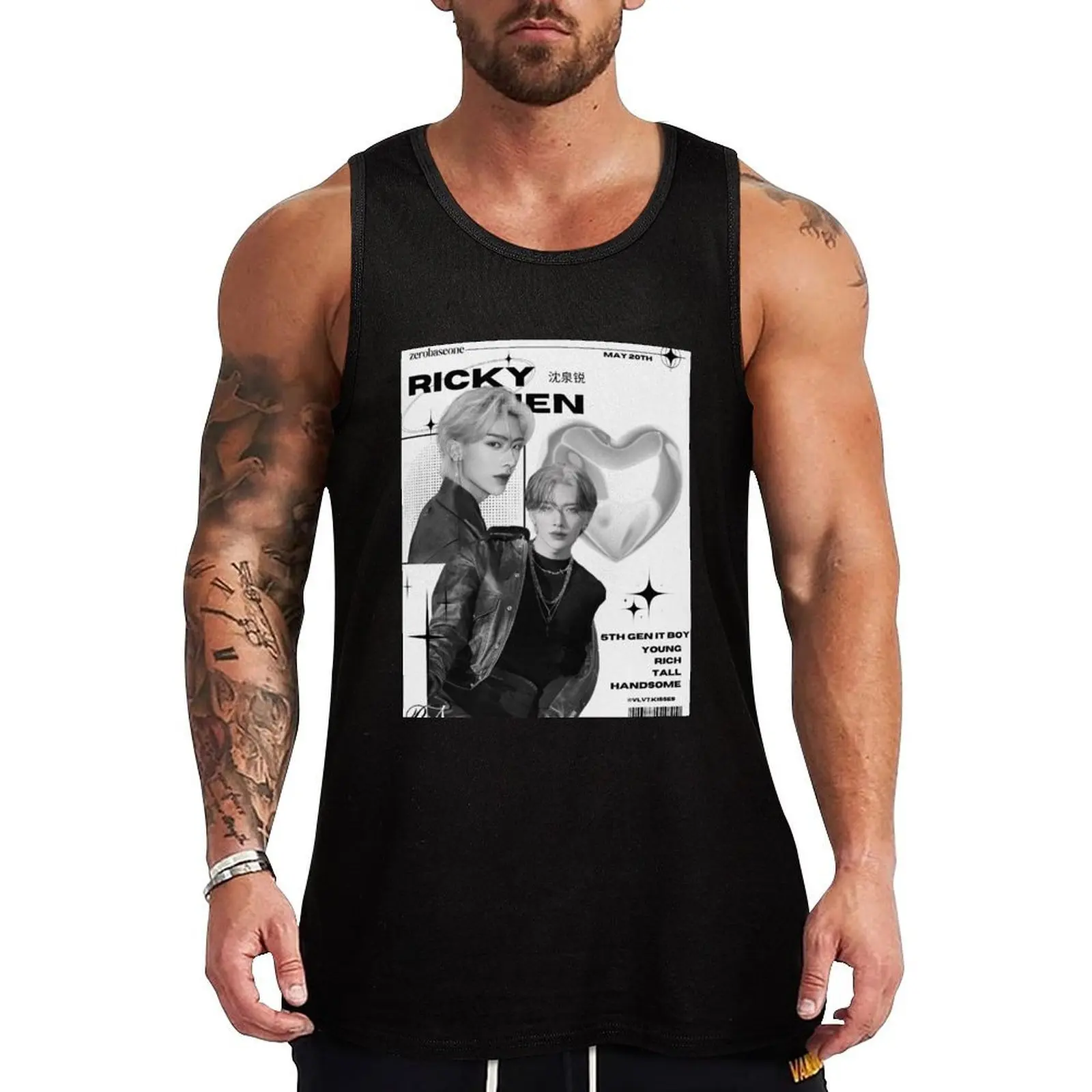 zerobaseone Ricky heartthrob concept Tank Top Basic Casual Sleeveless Top Solid Lightweight Tank