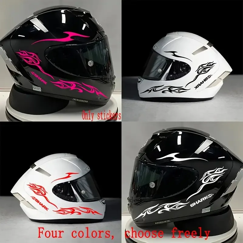 

1SET Stickers Four Cool Flame Stickers! Motorcycle Helmet Instantly Transforms Cyber Armored Motorcycle Helmet Stickers! Suitabl