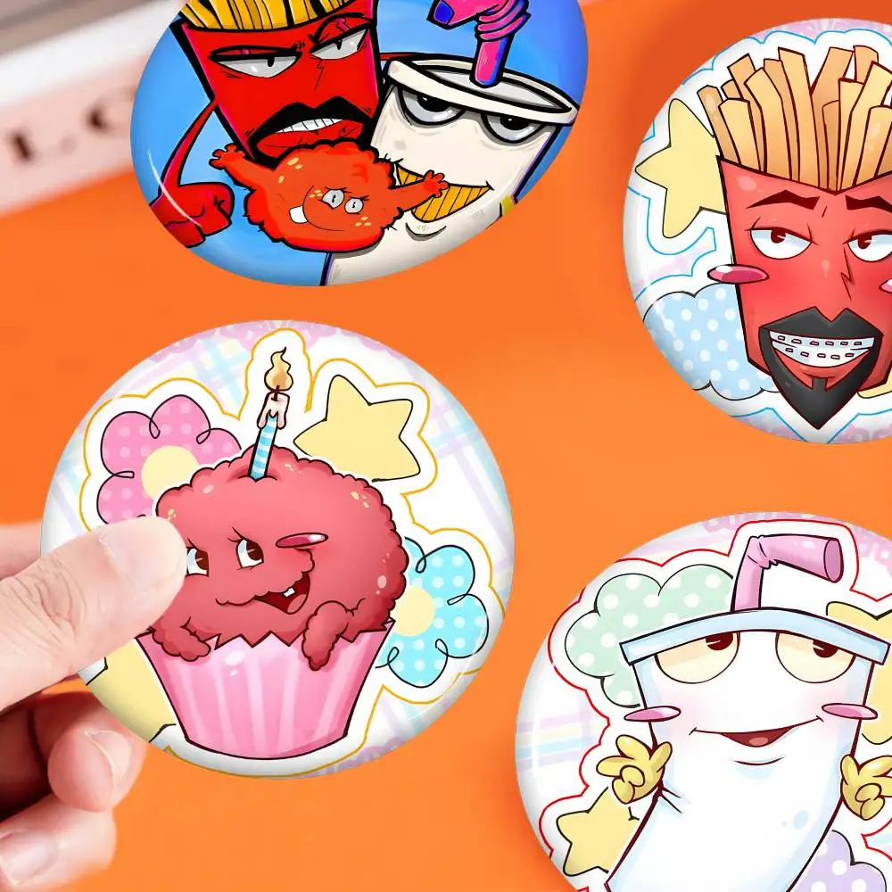 Cartoon A- Aqua Teen Hunger Force Creative Pins Funny Round Brooch Badge Backpack Hat Accessories Jewelry Gifts For Friend