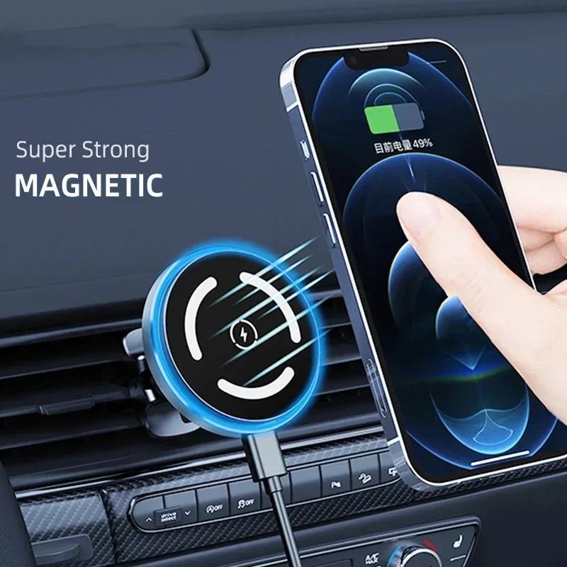 

Super Magnetic Wireless Charger 15W Car Air Vent Stand Phone Holder Mini Fast Charging Station For iPhone15 14 13 12 Pro Max