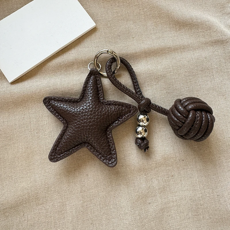 Handmade Star Woven Ball Keychain for DIY Bag Pendant Creative Gift for Women Charm Hanging Decoration Accessories