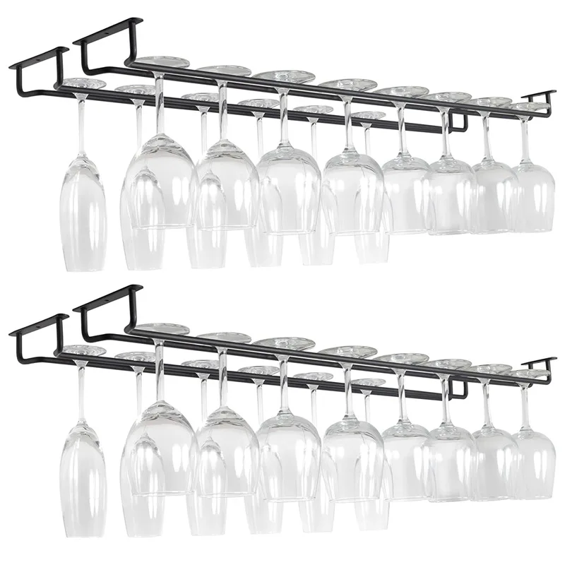 Wall Mount Wine Glass Holder Under Cabinet Wine Glass Holder Hanger Organizer Convenience Hanging Stemware Holder For Kitchen