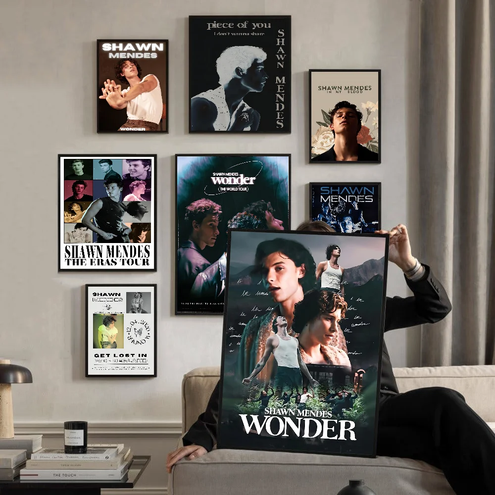 S-Shawn Mendes Popular Singer Self-adhesive Art Poster Waterproof Paper Sticker Coffee House Bar Posters Wall Stickers