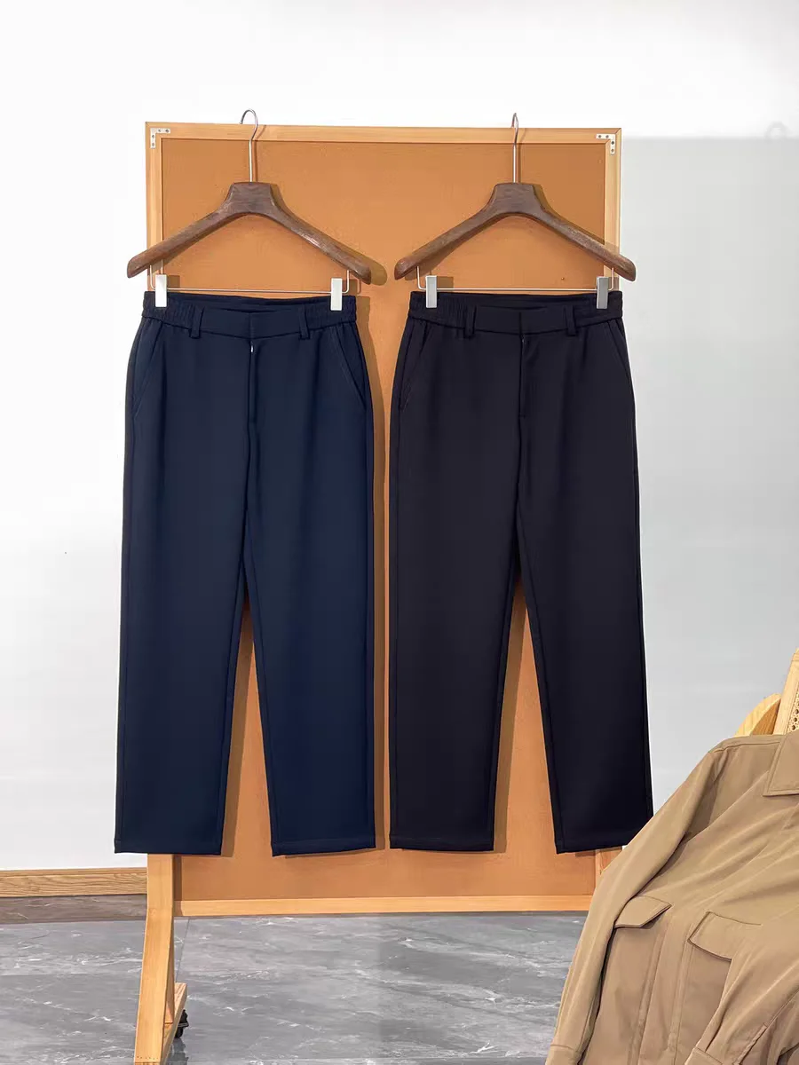 

Men's Autumn Winter Faion Wool Blend Pine Pattern Knitted Fabric Dstring Elastic Waist Straight Casual Pants