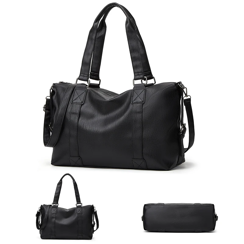 Large Capacity Black Shoulder Bags For Women Large Shopper Bag Solid Color Soft Leather Crossbody Handbag Lady Travel Tote Bag image 3