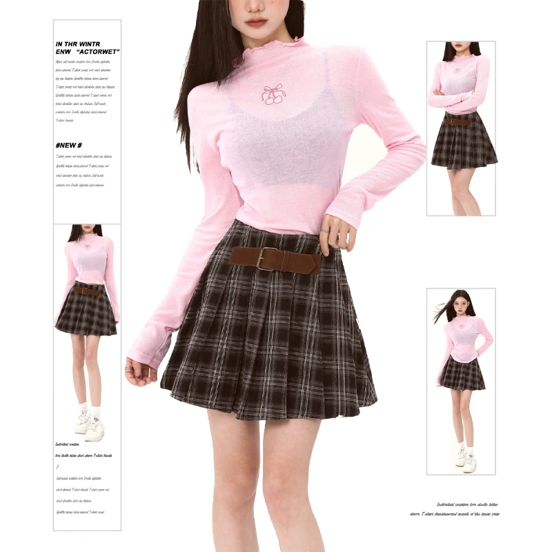 

CASUMANL Brand 2024 Spring Skirts Females Plaid High Waist Fashion Womens Clothing Streetwear Campus Wind Korean Skirt