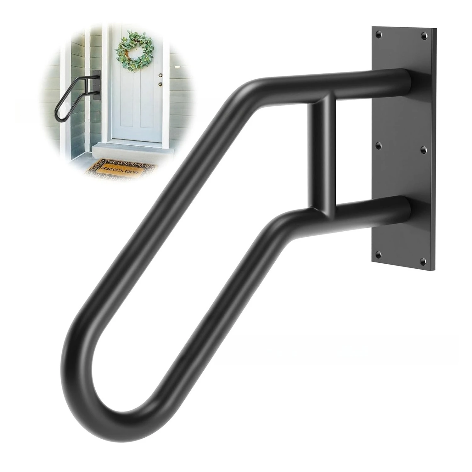 

Cross-border Outdoor Staircase Handrail Wall-mounted U-shaped Metal Stair Black Handrail Grip