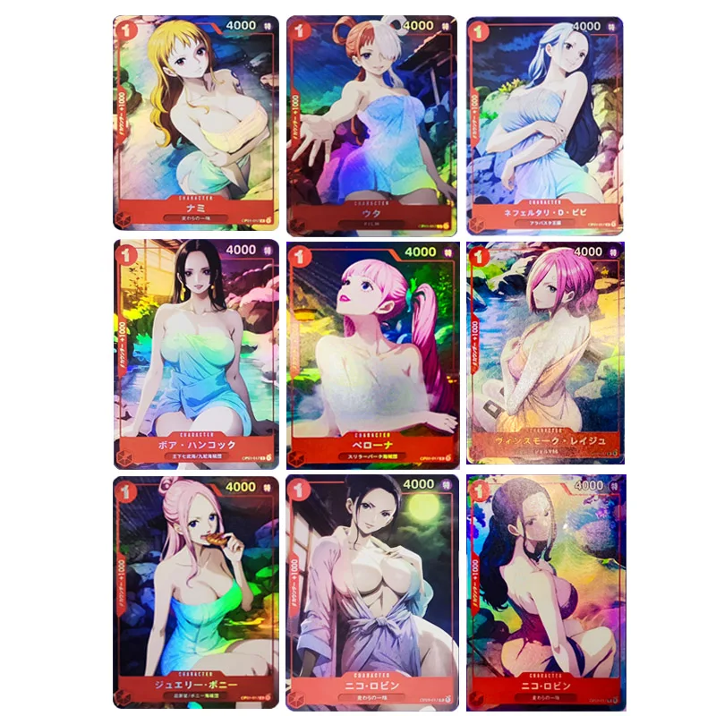 

One Piece Cards 9PCS/SET DIY Nami Perona Hancock Robin Vivi Hot Springs Christmas Birthday Gift Boy Anime Collectible Cards