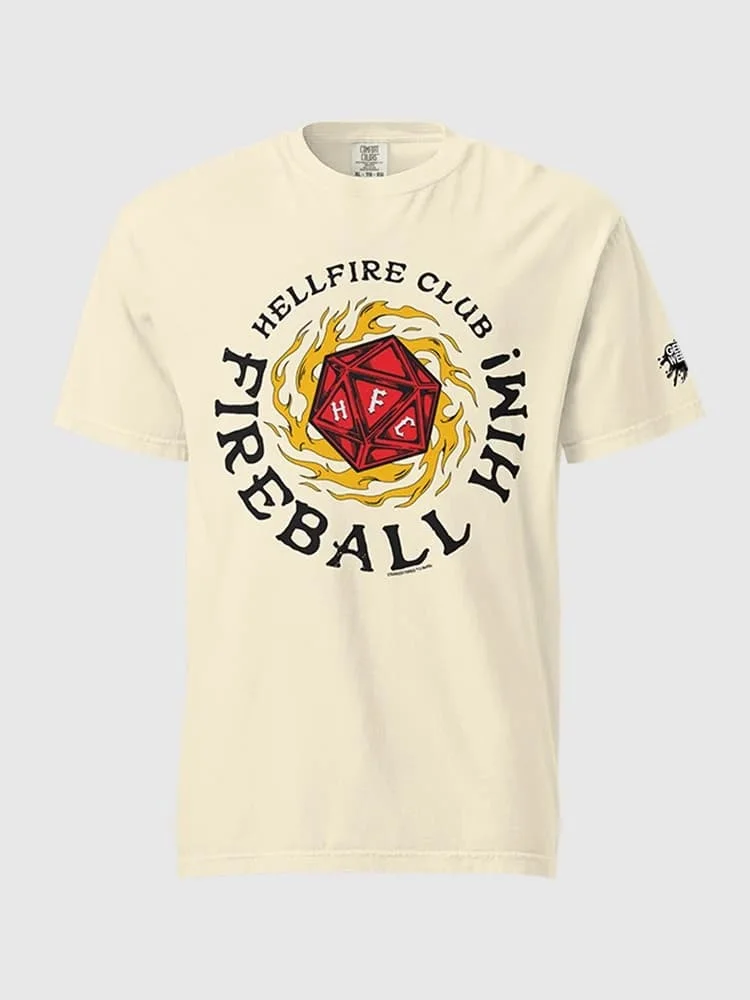 Men Hell  Club Fireball T Shirt Vintage Short Sleeve D20 Dice Graphic Tee Dungeons Game Retro TV Show Fan  Family Matching