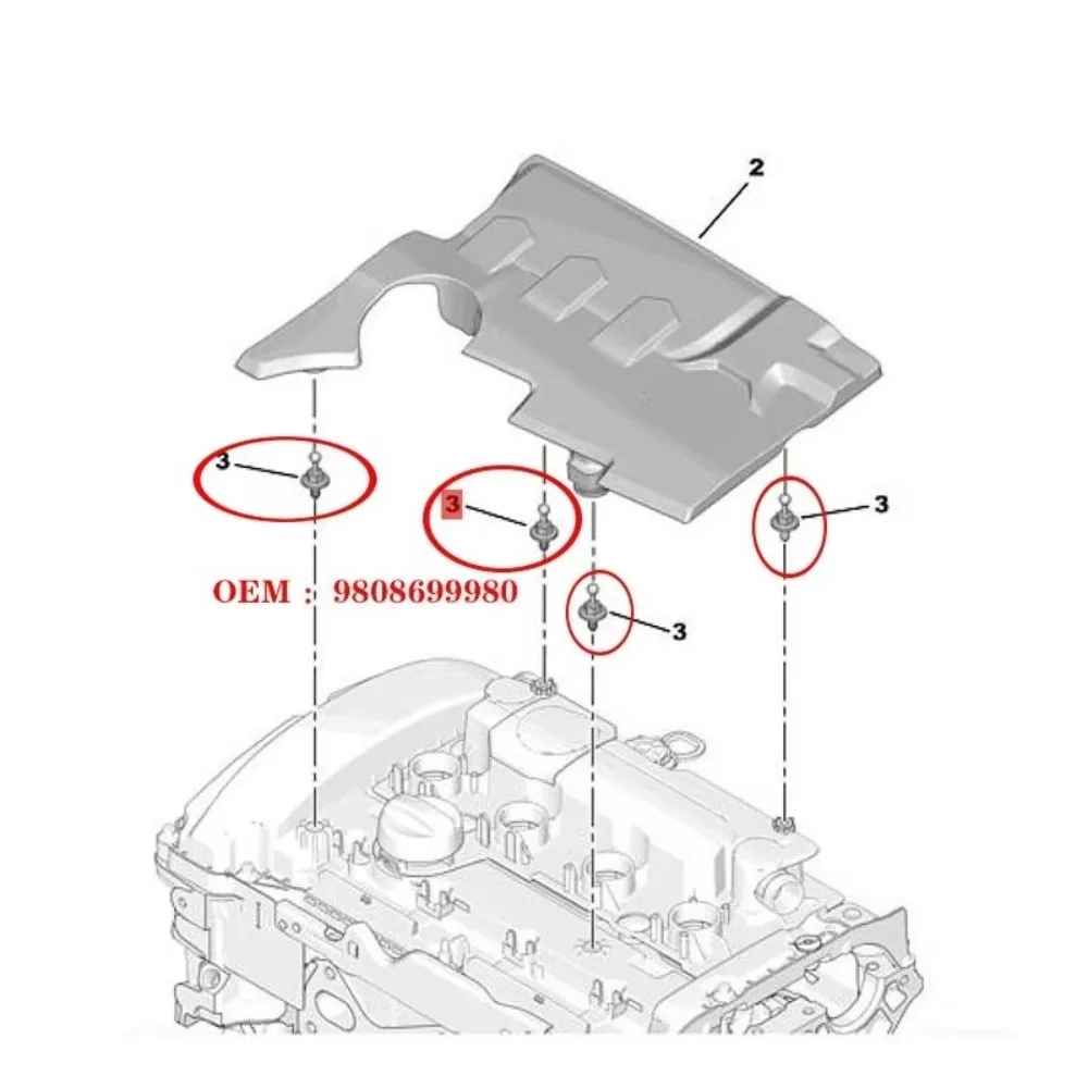 ZF-T Tornillo  cubierta  motor para coche, Perno  fijación  escudo térmico, acuado para peugeot 2008, 308S, T9, 408, 5