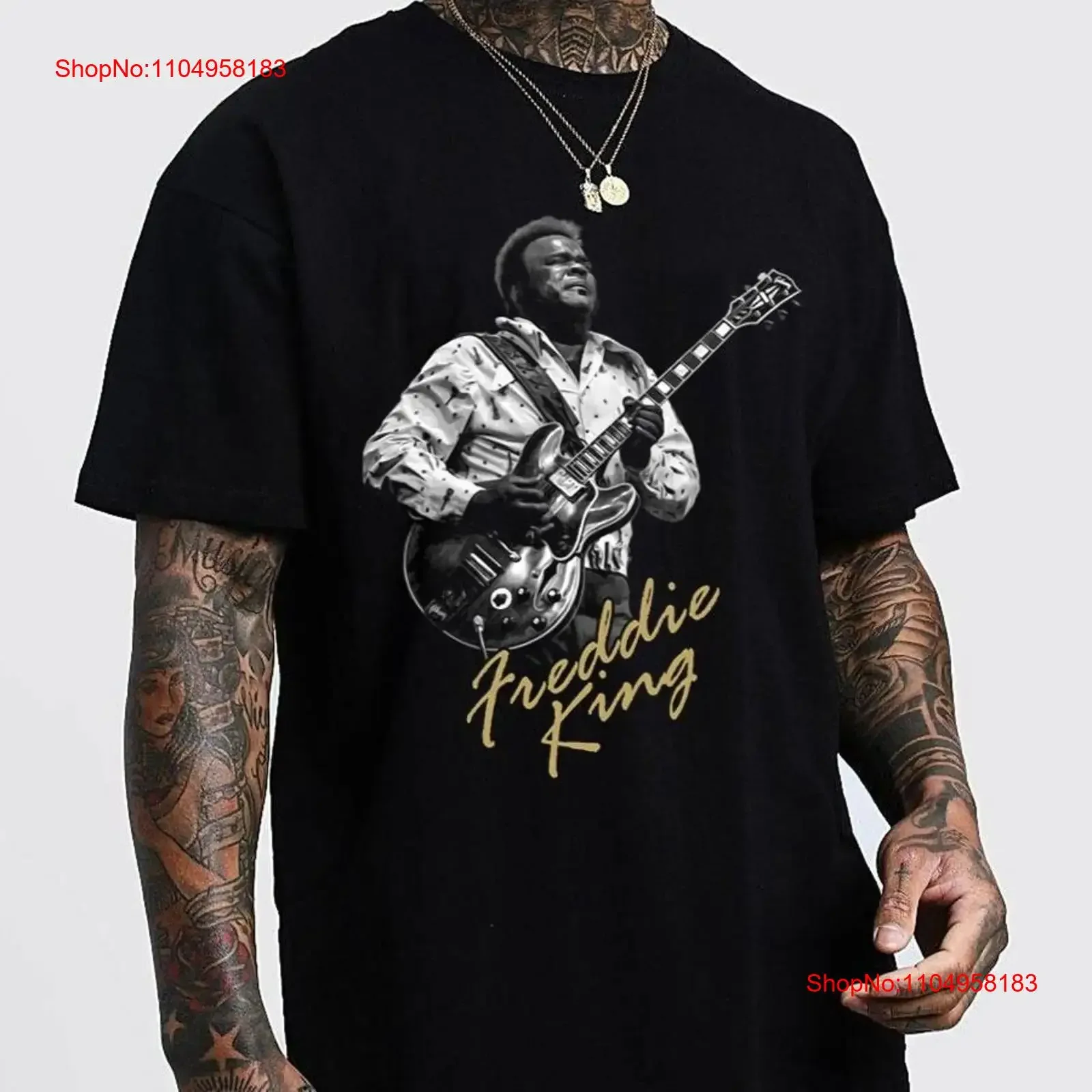 

Freddie King artwork black T shirt vintage Washed homme fashion Stylish Casual Slightly Breathable Comfortable streetwear