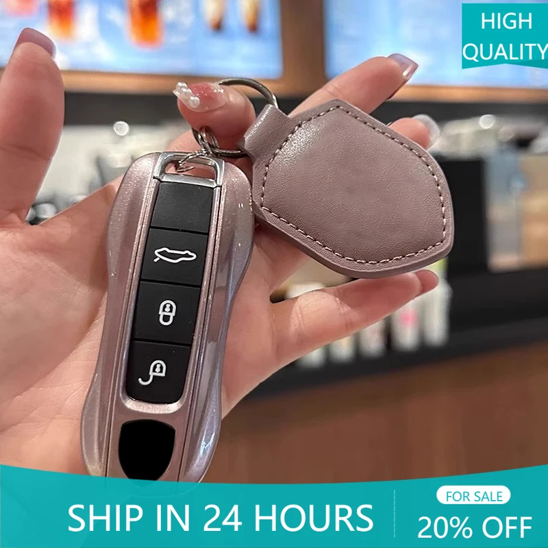 NEW1 Car Key Case ABS Solid Color Iceberry Powder Shell Replacemen For Porsche Cayenne Mancan Panamera 911 718 Boxster Cayman Ta
