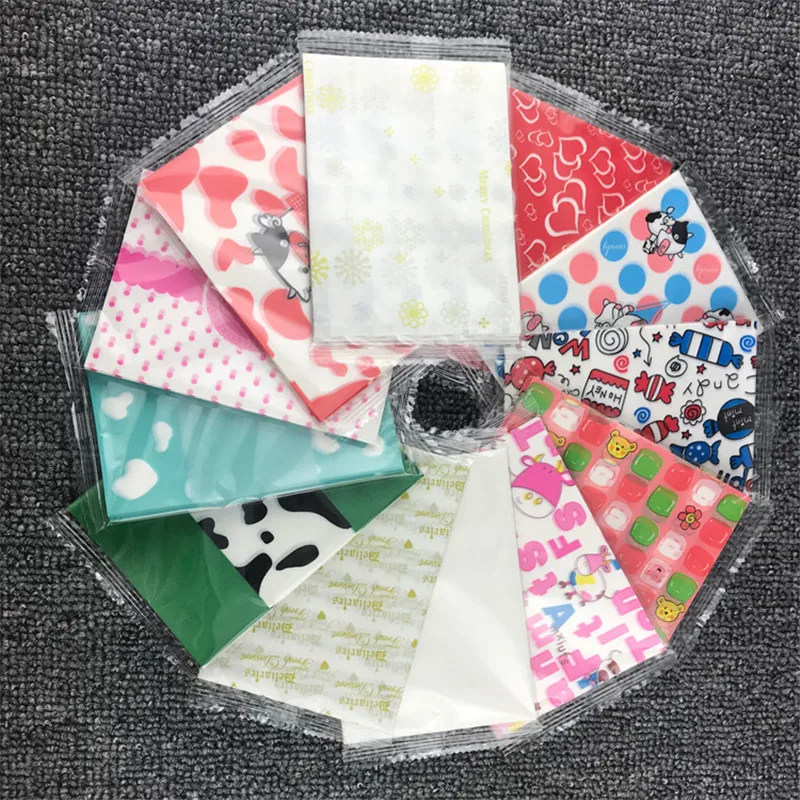 100 Stück Bunt Bedrucktes Ölpapier DIY Handgemachte Nougat-Bonbon-Verpackung Milchtaffel-Umhüllung Party-Dekoration – Detail 1