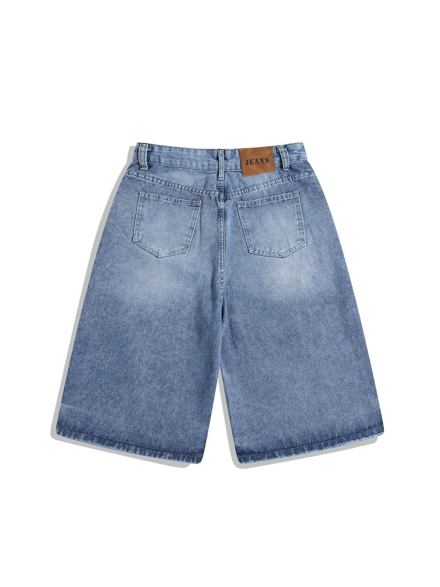 Women Blue Y2k Baggy Mid-length Shorts Jeans Japandi Style Vintage Oversize Wide Leg Jean Pants Harajuku Denim Trousers Clothes