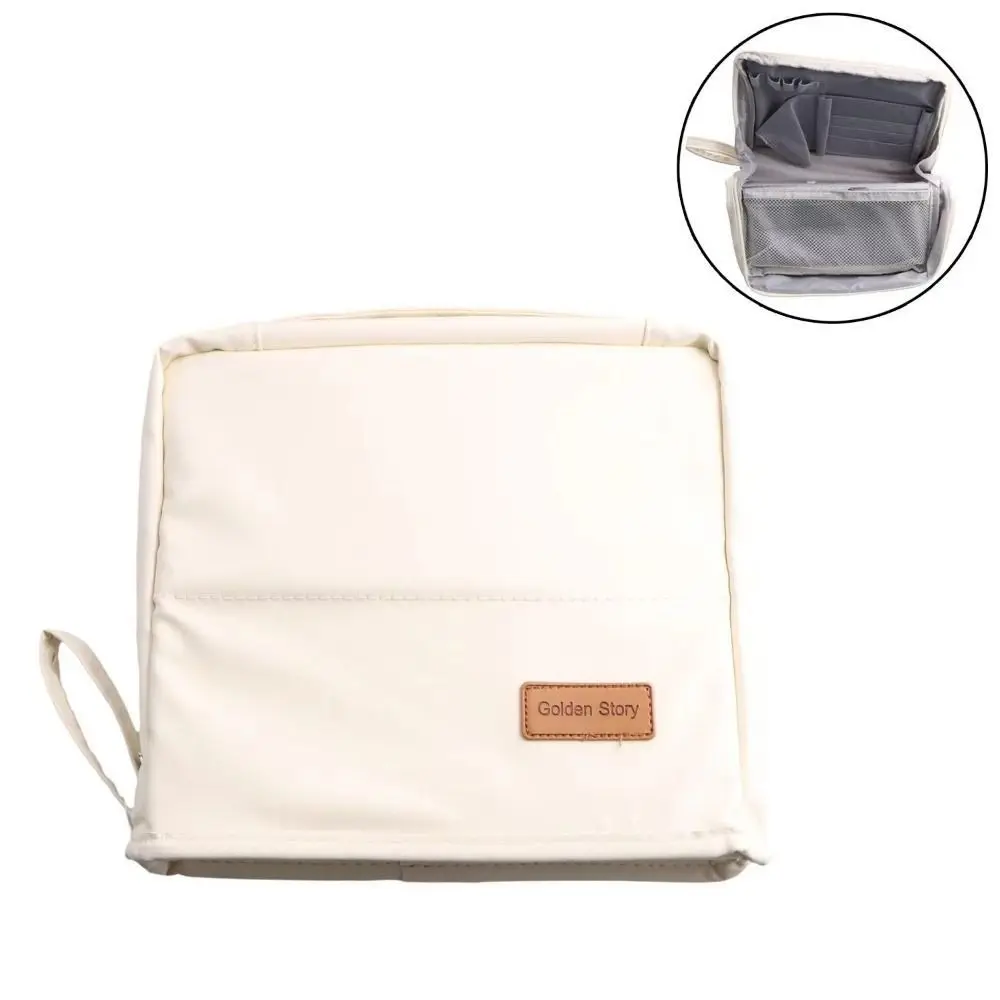 

Portable Cosmetics Storage Bag PU Solid Color Travel Makeup Organizer Multi-Layer Large Capacity Vertical Pencil Case Outdoor