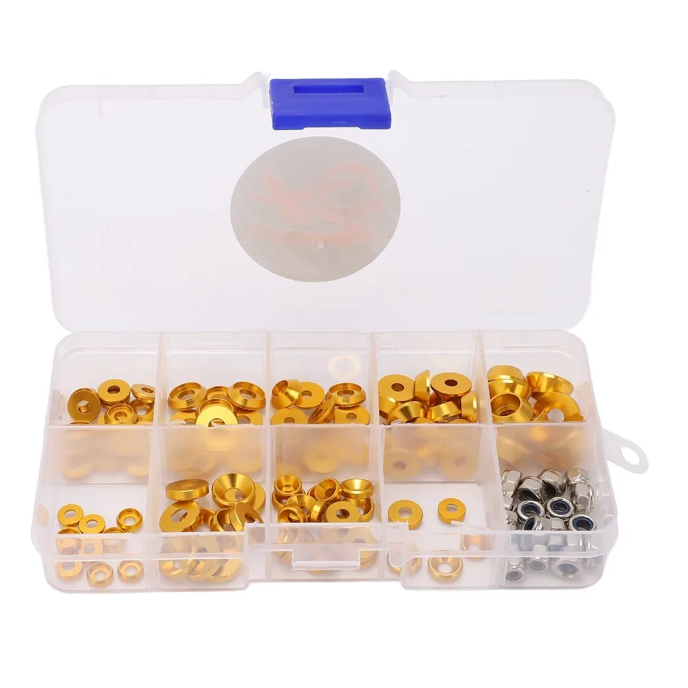 Durable Aluminum Alloy RC Screw Washer Kit M2.5/M3/M4 1/10 1/8 Scale RC Cars Screw Kit Flat Washer Set For RC Cars