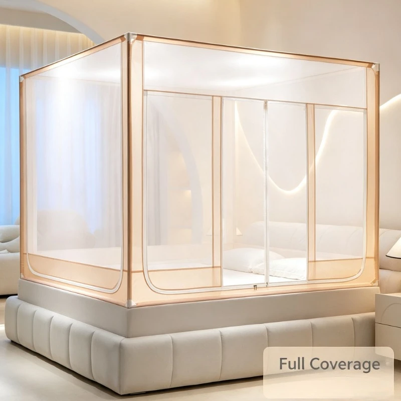 White Square Top Mosquito Net Eco-Friendly Full Enclosure Bed Canopy for Bedroom Home Decor