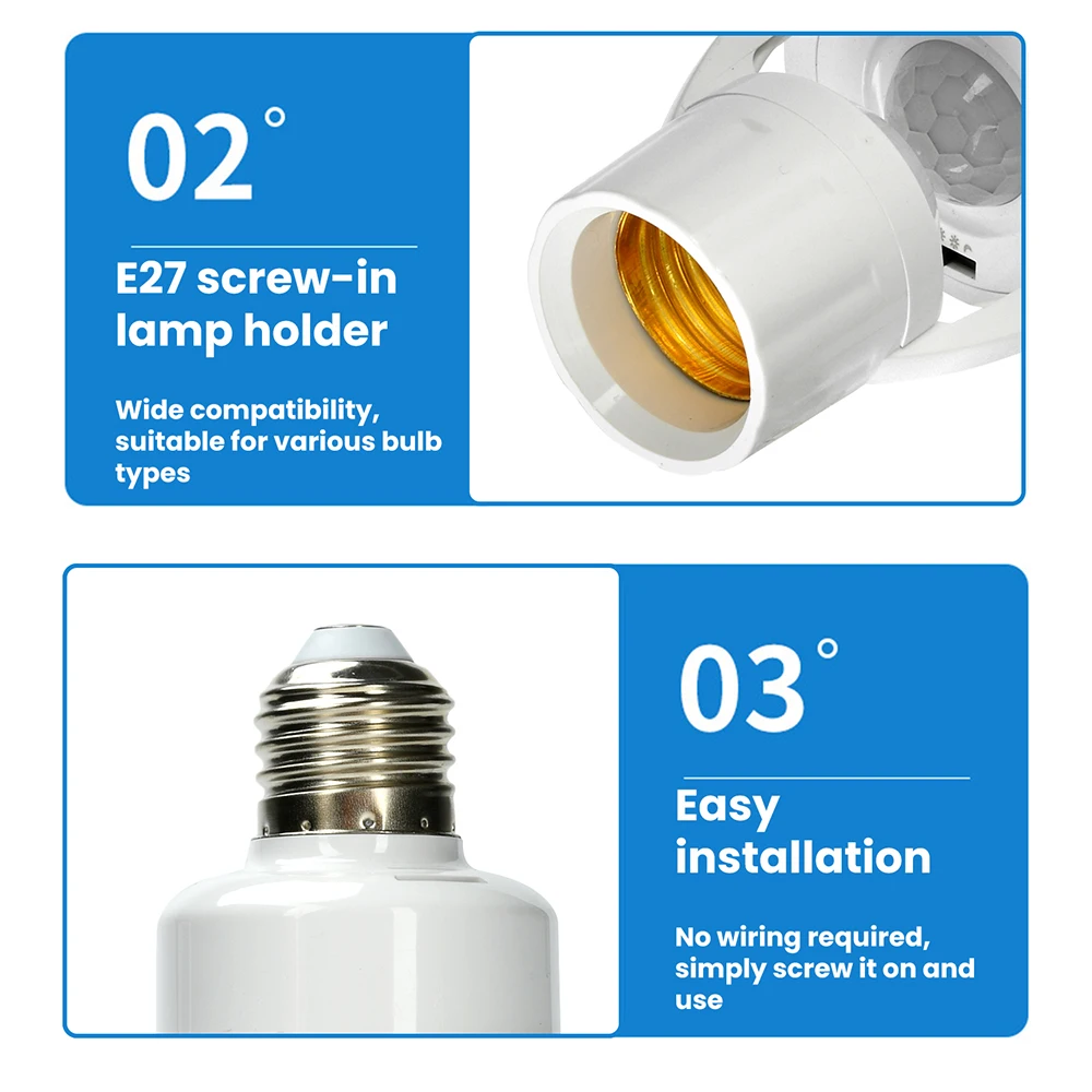 Infrarot-Bewegungsmelder E27-Fassungskonverter AC 100-240V Schraubfassung Kabellose Sensorlampe für die Hausautomatisierung – Detail 10