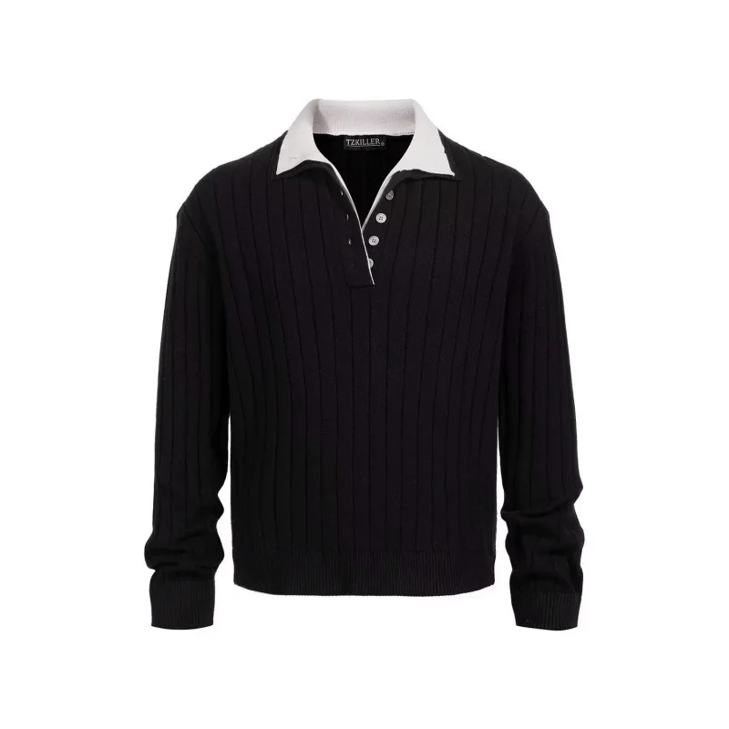 بالإضافة إلى حجم وهمية قطعتين هينلي طوق كابل متماسكة سترة الرجال السترة #4