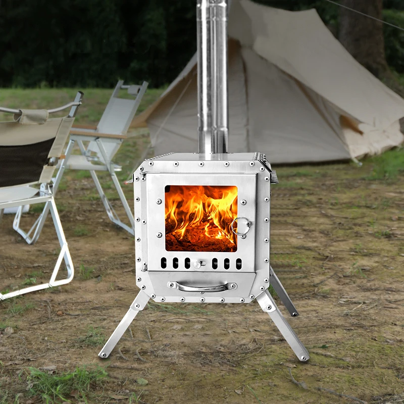 

Modern Stainless Steel Small Wood Fire Stove Outdoor Cook Camping Stove Tent Wood Heater Firewood Coal Stoves
