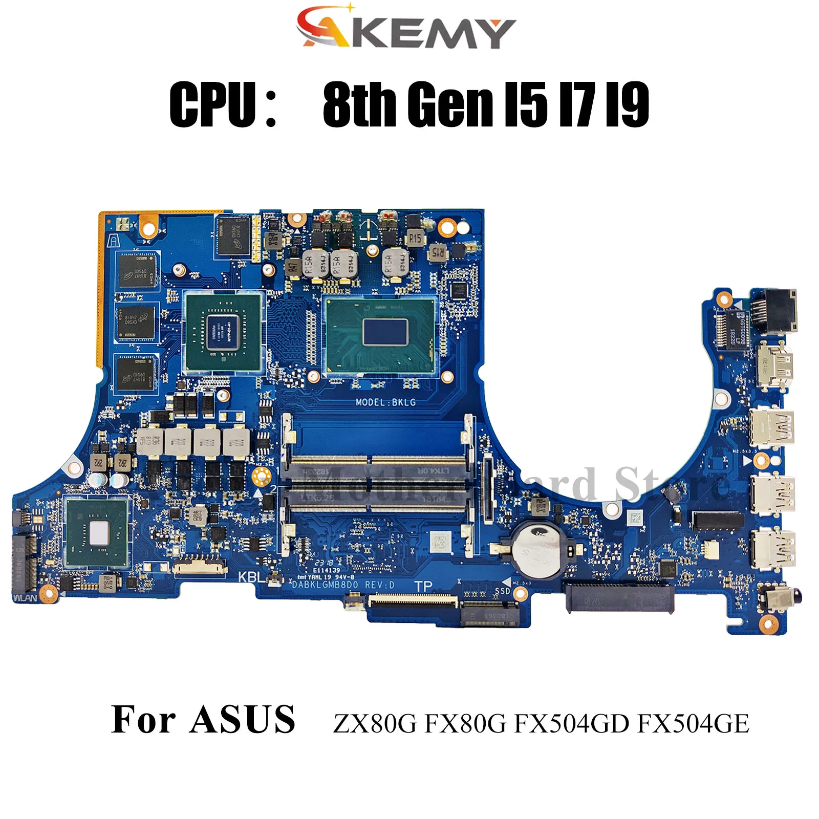 

FX504GD Материнская плата для ноутбука ASUS TUF Gaming FX80G FX504GD FX504G FX504GE ZX80G Материнская плата с процессором I5 I7 I9 100% тестирование OK stk