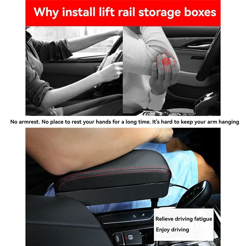 Durable-Universal Car Armrest Box Elbow Support Adjustable Car Center Console Arm Rest Auto Seat Organizer Arm Rest