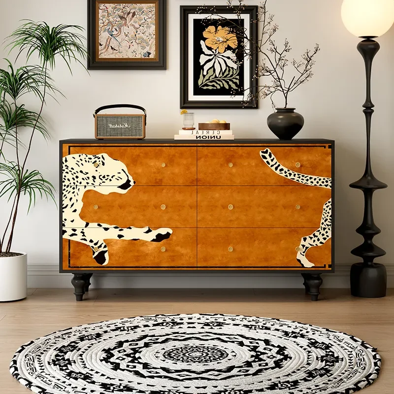 American Retro 6 Drawer Chest Bedroom Multi Functional Storage Cabinet Dining Sideboard Living Room Wall Organizer Unit