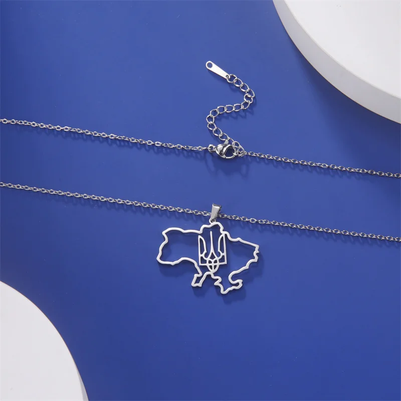 Mode Umriss Ukraine Karte Halskette Kette Halsband Hals Edelstahl Schmuck Ästhetische Halsketten Geschenke accesorios para mujer – Detail 13