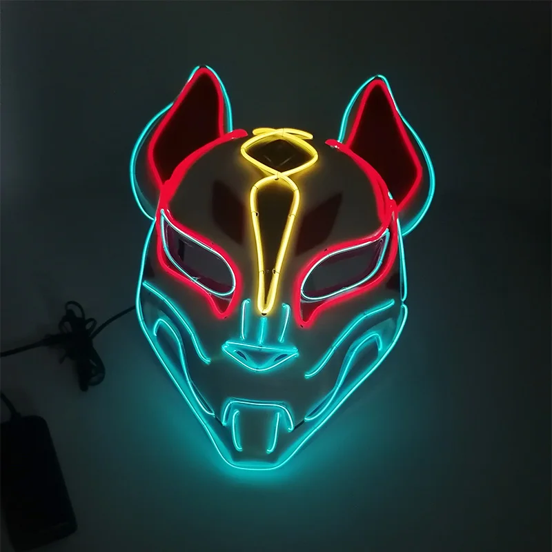 

Glowing Fox Mask Night Club Masquerade Cosplay Fox Costumes Dexoration Mascara Japonesa Hip-hop Street Dance Mask Female