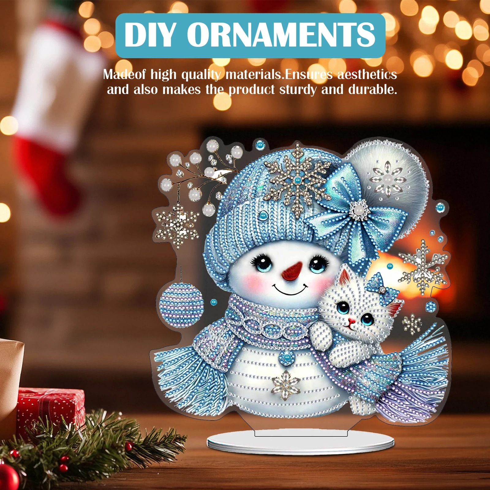 

2D Flat Snowman Print DIY Desktop Diamond Art Kits for Home Office Desktop Decor (E)