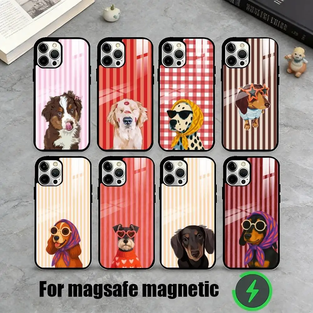 

Cute Dog Phone Case For iPhone17,16,15,14,13,12,11 Plus,Pro Magnetic For Magsafe Wireless Charging