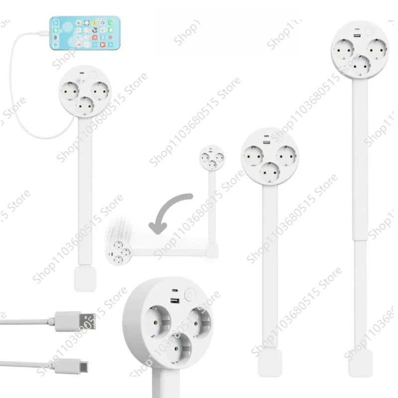EU Electrical Outlet Extender Plug Wall Outlet Extender Extendable Wall Socket for Behind Couches Nightstands Desks