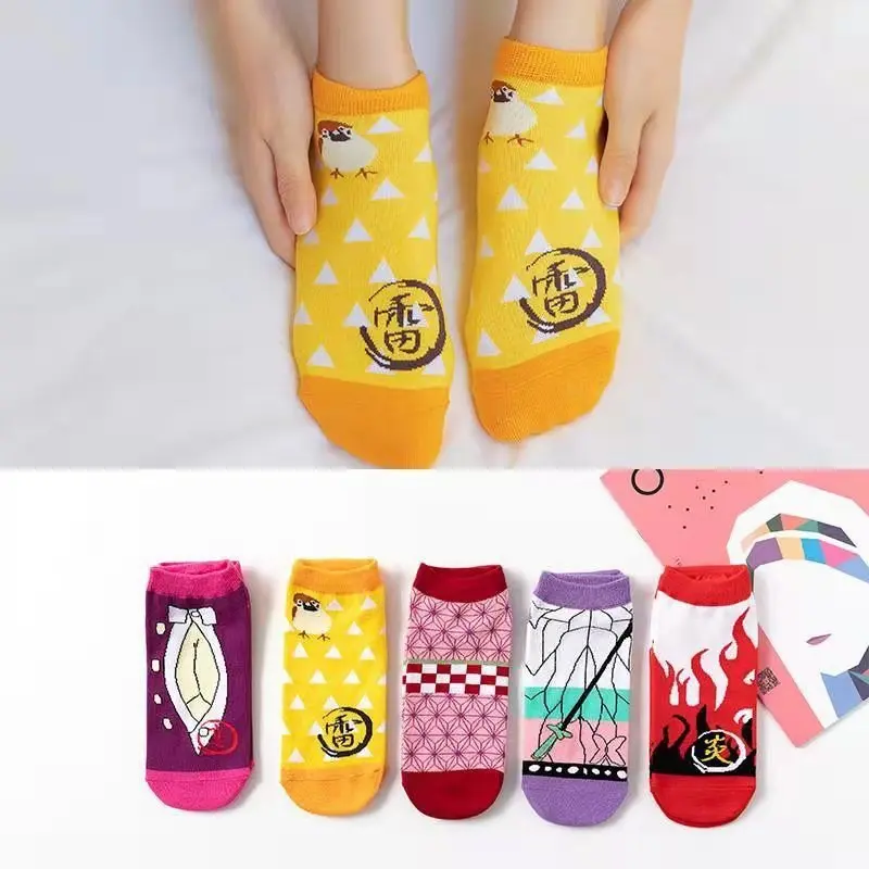 Anime Demon Slayer Kimetsu No Yaiba Sock Short Socks Cosplay Prop Cartoons Anime Kamado Tanjirou Kamado Nezuko Cotton Socks Hall