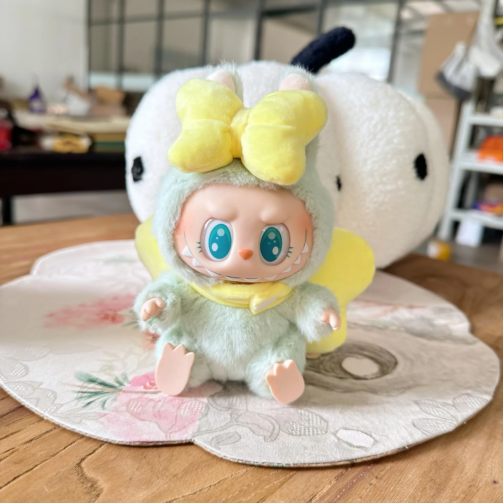 جديد لـ Labubu v1/v2/v3 ملابس دمى لطيفة إكسسوارات الزي الوردي الأصفر الوردي الأحمر القوس الملابس