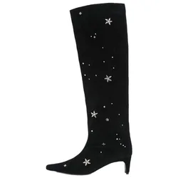 Autumn Oversized High Boots That Don't Cross The Knee, Long Boots with Metal Star Decorations Women's Boots Sexy and Fashionable