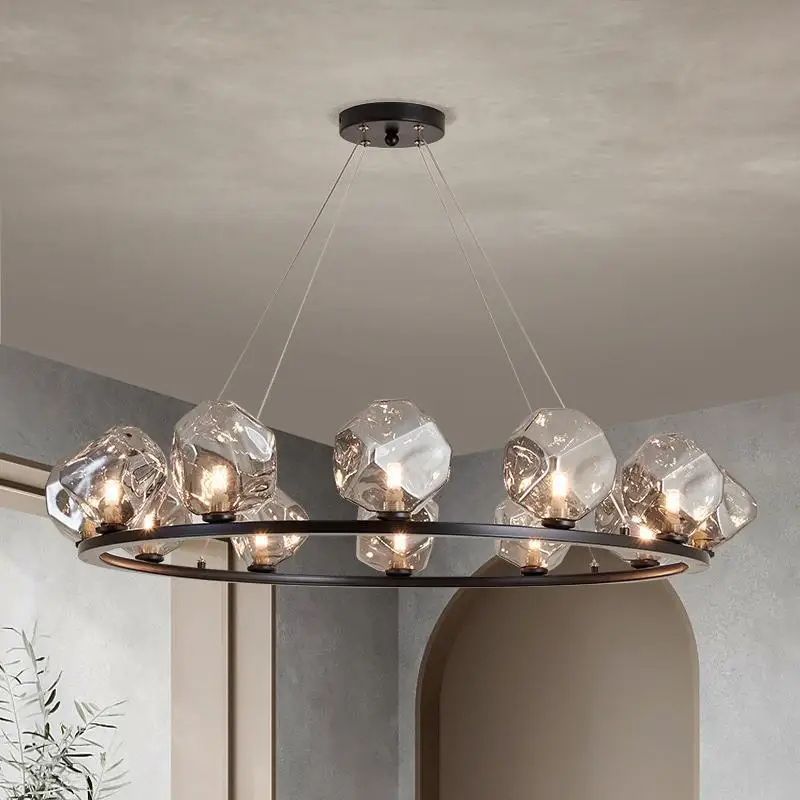 

Internet Celebrity Chandelier Postmodern Art Glass Restaurant Ice Cube Stone Nordic Designer Commercial Store Lighting Fixture