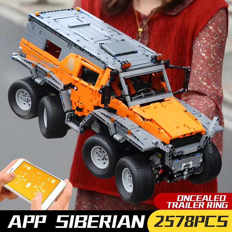 MOULD KING 10388 APP RC Off-Road Avtoros Shaman 8x8 Siberia Vehicle Building Blocks Bricks Puzzle Toys Christmas Gifts For Kids