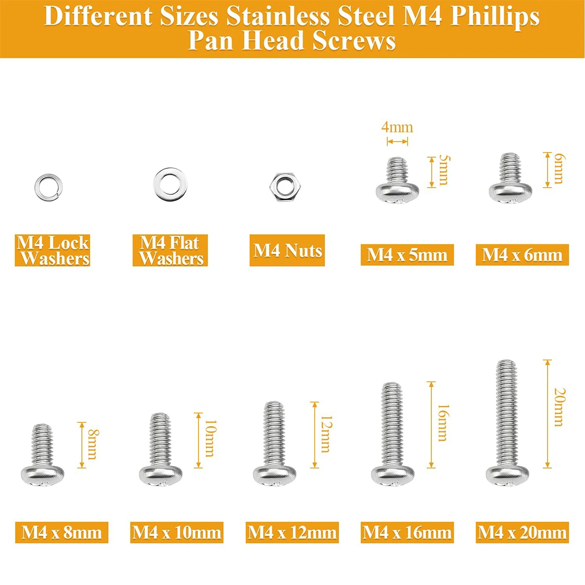 385 قطعة M4 x 5/6/8/10/12/16/20 مللي متر فيليبس شقة رئيس آلة المسمار الجوز غسالة كومبو عدة ، 304 الفولاذ المقاوم للصدأ ، موضوع كامل #2