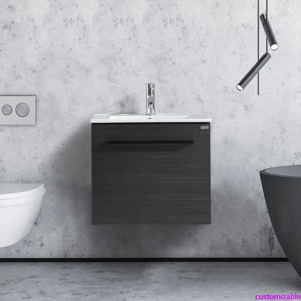 

Настенный комплект для ванной комнаты 24 дюйма с интегрированной раковиной и хромированным смесителем