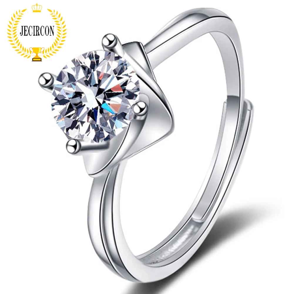 

JECIRCON Women Ring S925 Sterling Silver Rhombus Flower Moissanite Ring Korean Style Couple Wedding Party Band Fashion Jewelry