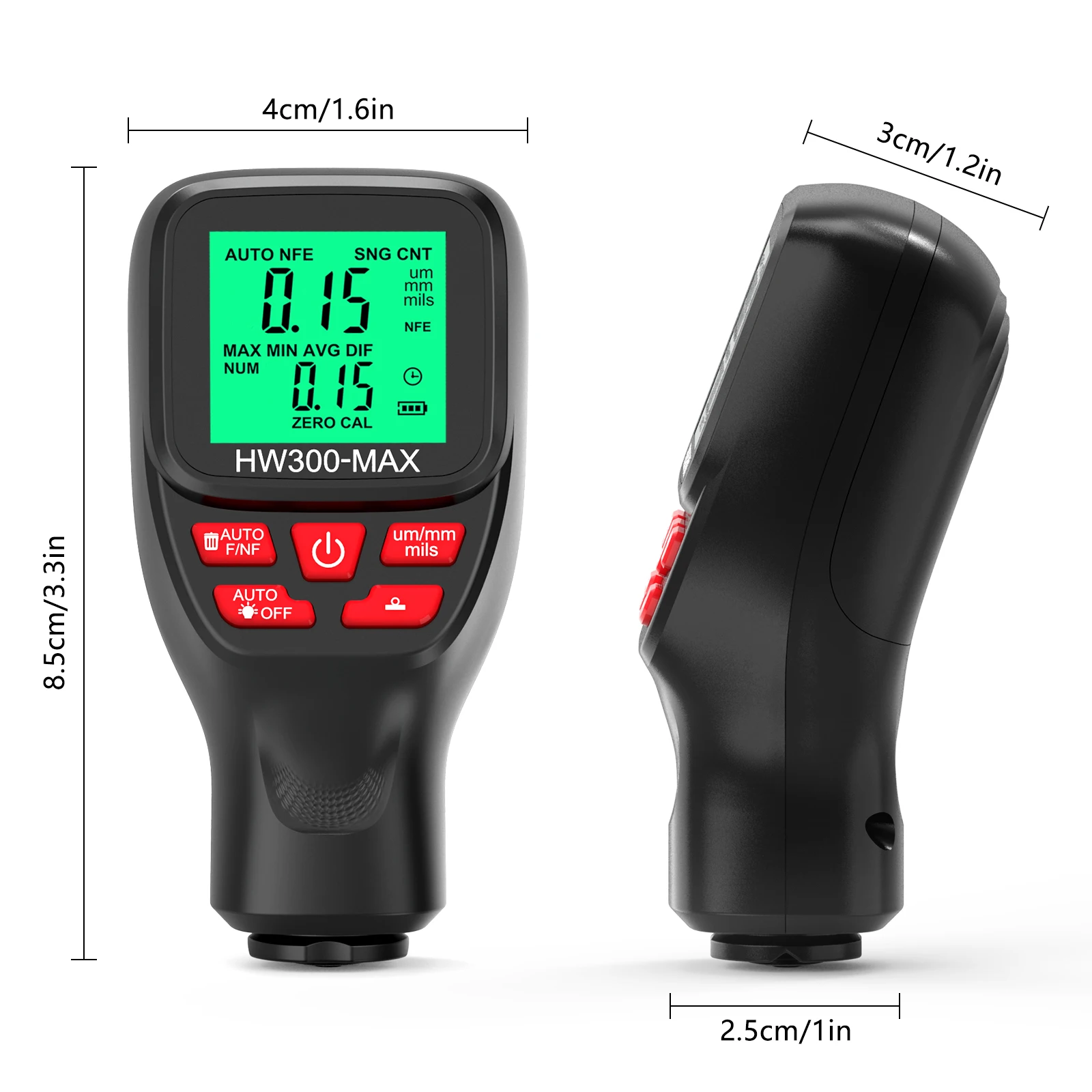 HW300-MAX Thickness Gauge 0-2000UM Car Coating Thickness Gauge LCD Automotive Paint Film Tester DFT Meter Cars Measuring Tools image 3