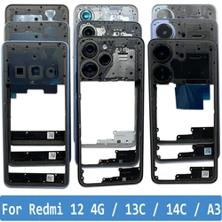 NEW For Xiaomi Redmi 13C A3 12 4G 14C Back Cover Middle Frame Holder Housing Repair and Replacement Back Cover Middle Frame