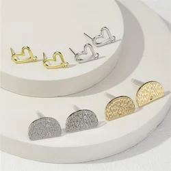 10pcs Love Heart Earrings Connectors Silver Golden Color Stud Earrings Base Earring Settings Diy Earrings Jewelry Making