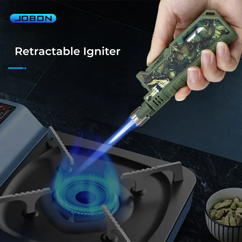 JOBON Retractable Barrel Ignition Gun Inflatable Gas Lighter Metal Welding Gun Barbecue Cooking Candle Outdoor Camping Tool