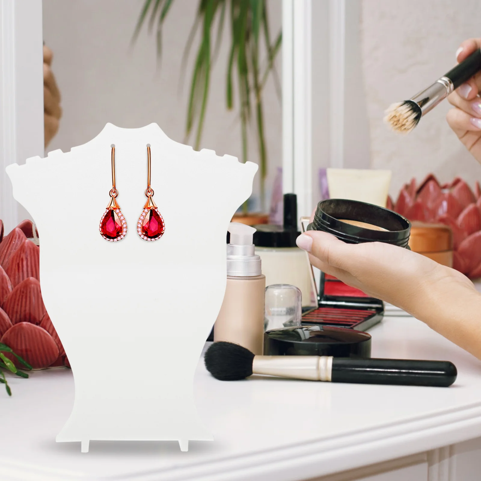 

Necklace Storage Stand Earring Rack Jewelry Display Holder Practical Stable Plastic Base for Home Shop Use Earring Storage Rack