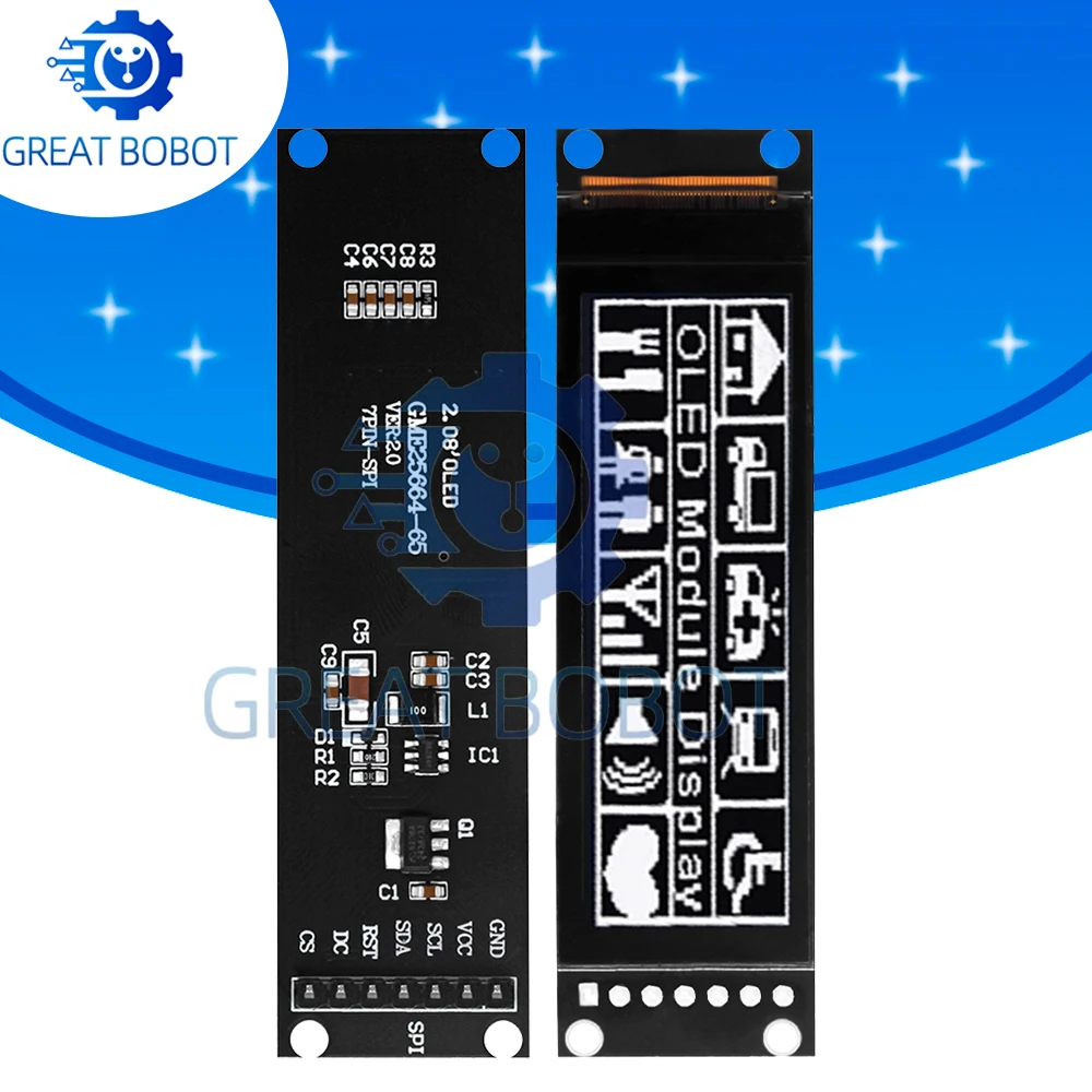 

2,08-дюймовый настоящий OLED-дисплей, графический ЖК-модуль 256×64 с контроллером SH1122, белый экран