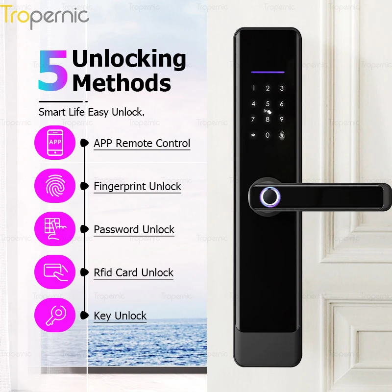 Imagem -03 - Ttlok-remote Digital Electronic Smart Door Lock Impressão Digital ic Card Chave de Senha Desbloqueio com Campainha Security Lock App