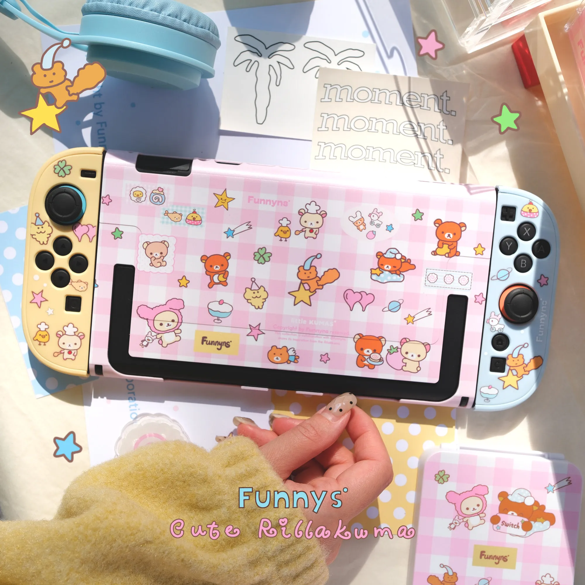 Kawaii Cute Bear Switch Protective Case Cartoon Gaming Console Case for Nintendo Switch 2/OLED/Lite Consoles Joy-Con Dock Cover